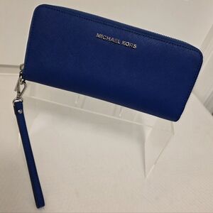 Michael Kors Electric Blue Continental Wristlet/Wallet, Stylish, Colorful